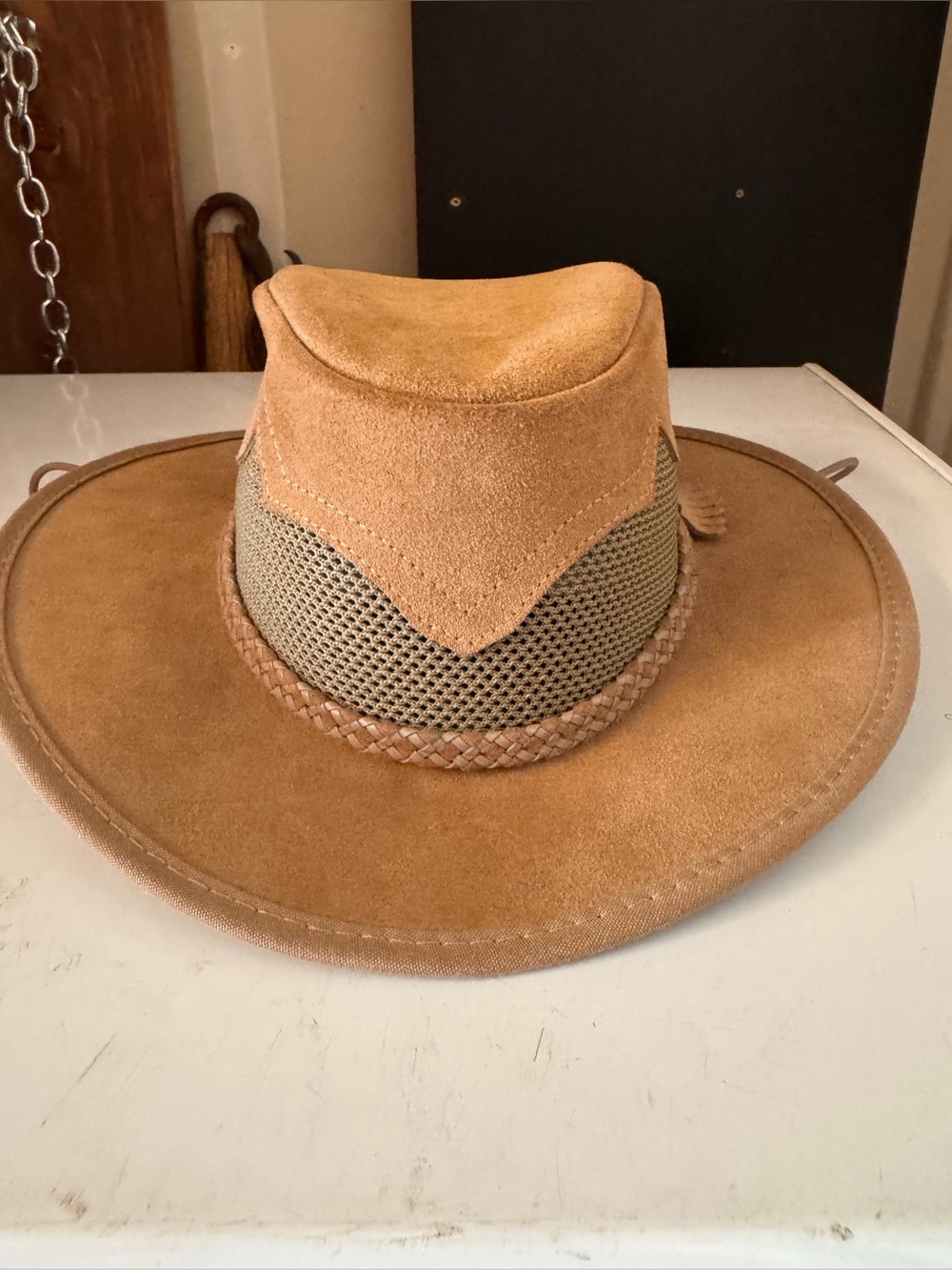 Monterey Bay Men's Suede Hat in Tan with Mesh Crown